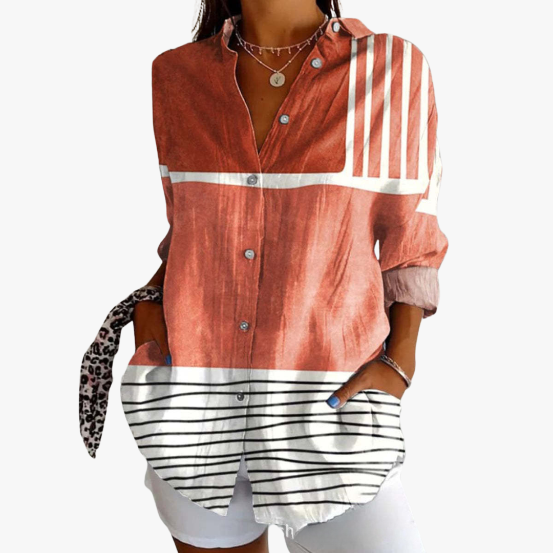 Bestickte Leinen Damen Bluse