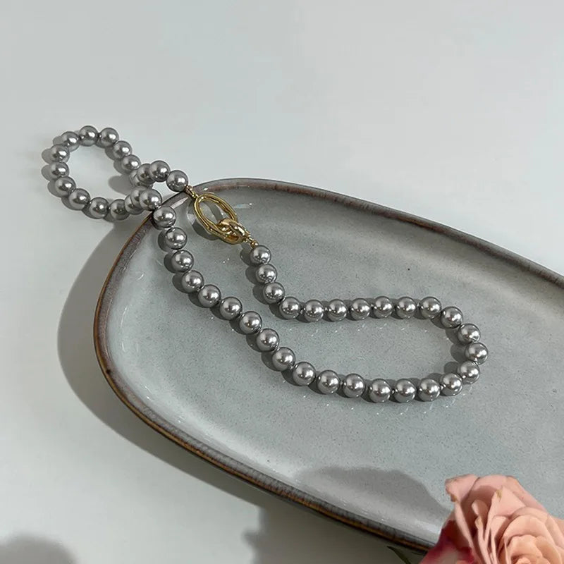 Elegante Vintage Perlen Damen Halskette mit Quaste