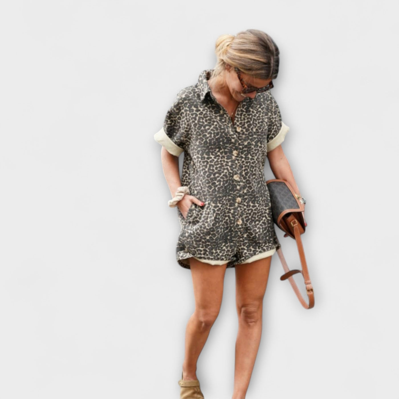 Nonette - Hemd-Jumpsuit mit Leopardenmuster