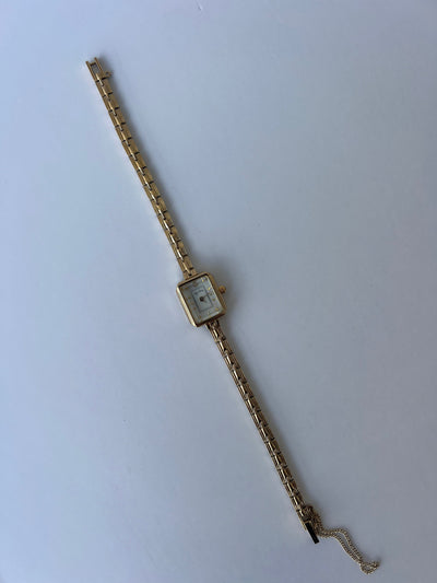 Vintage Rechteckige Gold Damen Armbanduhr