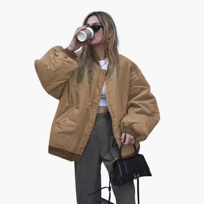 Damen Bomberjacke mit Reißverschluss und Fronttaschen