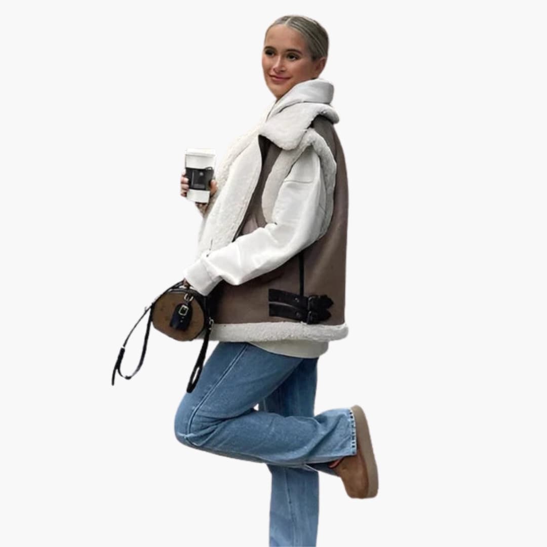 Damen Weste mit Reißverschluss und Kunstfellfutter