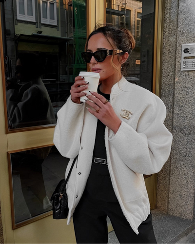 Damen Bomberjacke Baumwolle Oversized Stil