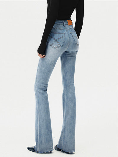 Damen Bootcut Jeans Hochbund Denim Stretch