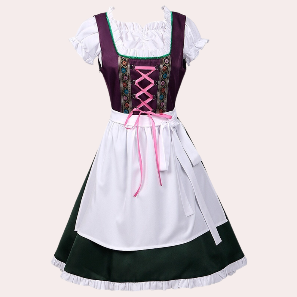 Damen Dirndl Kleid Baumwolle Eleganz Trachtenkleid für Feste