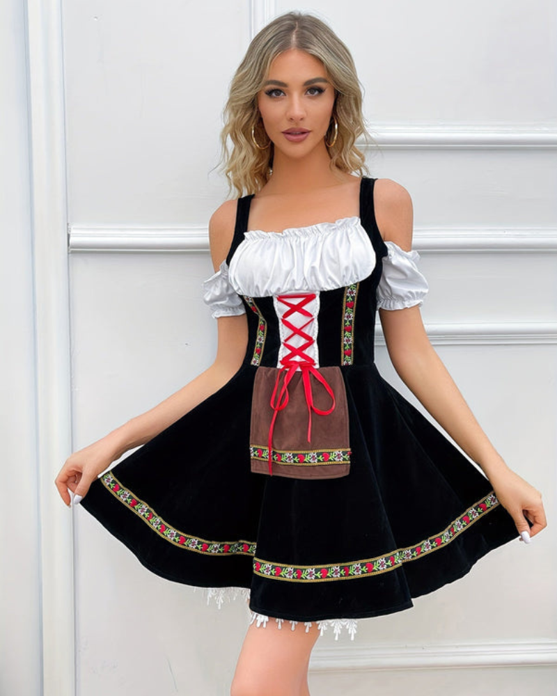 Damen Schulterfreies Klassisches Dirndlkleid | Mini