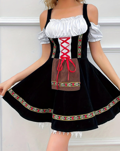 Damen Schulterfreies Klassisches Dirndlkleid | Mini