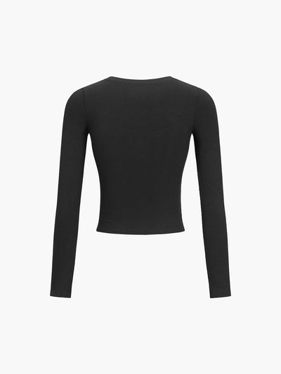 Damen Langarmshirt Baumwolle Crop Stilvoll