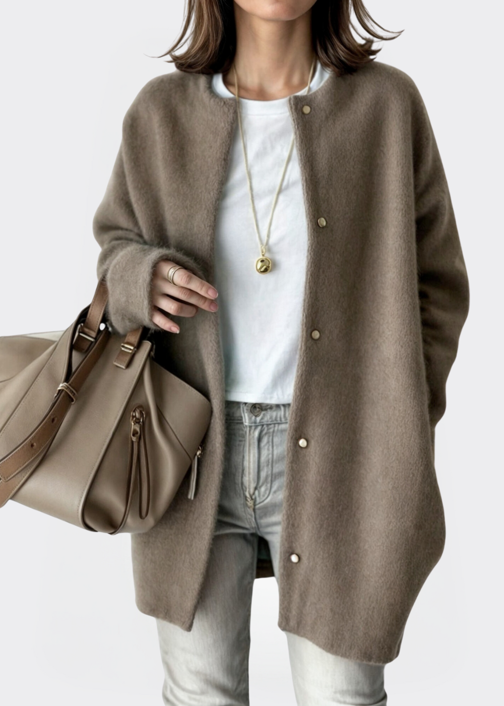 Damen Strickjacke Hochwertiger Strick Offenes Design