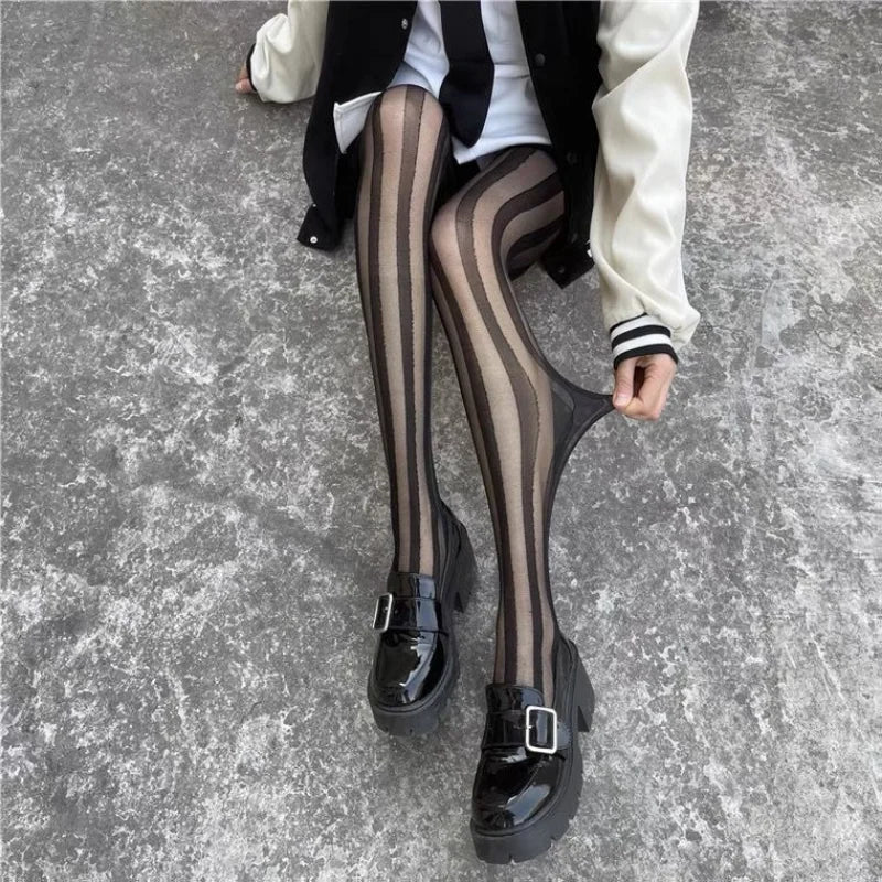 Damen Strumpfhose mit Streifenmuster – Elegante, Bequeme Strumpfhosen für Vielseitige Outfits