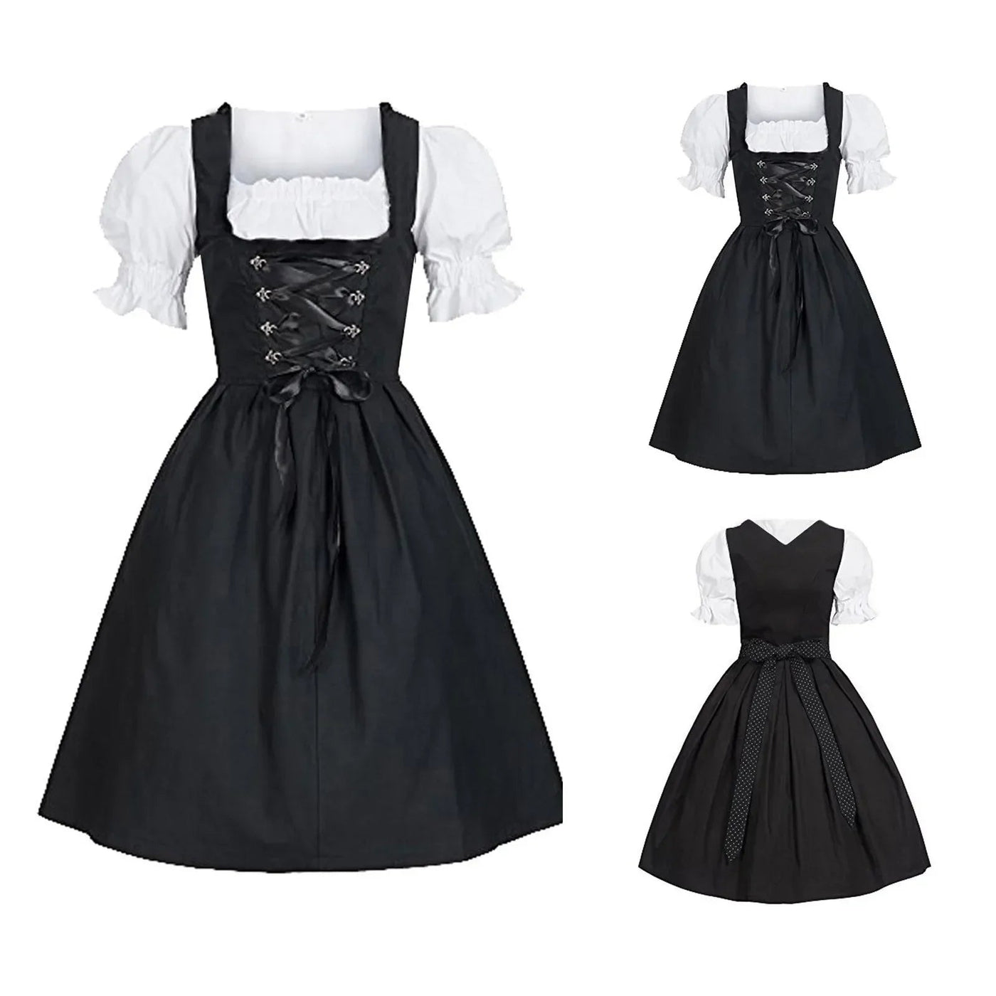 Damen Trachtenkleid Baumwollmix Traditionell Elegant