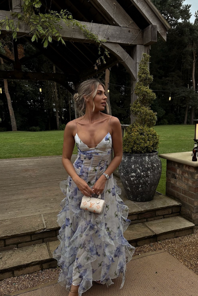 Lyra | Langes Blumenkleid mit Trägern