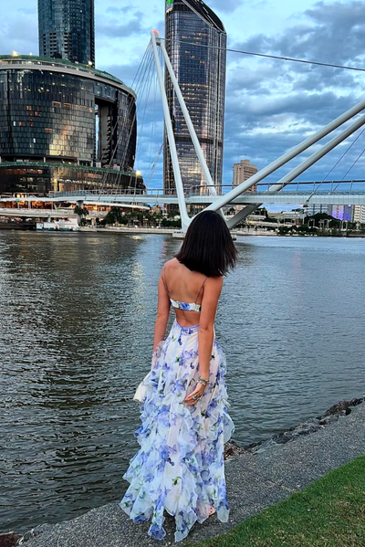 Lyra | Langes Blumenkleid mit Trägern