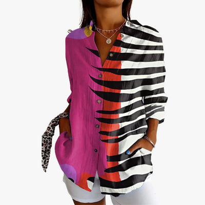 Bestickte Leinen Damen Bluse