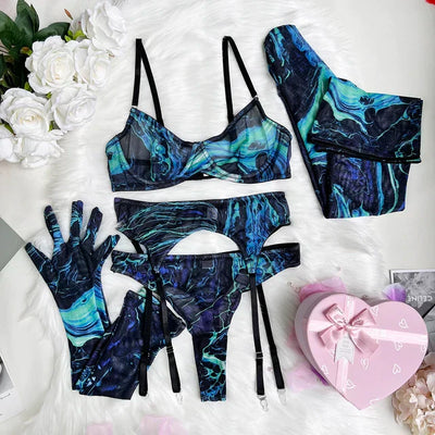 Serena™ | 5-teiliges Tie Dye Dessous Set – Sinnlichkeit in lebendigen Farben