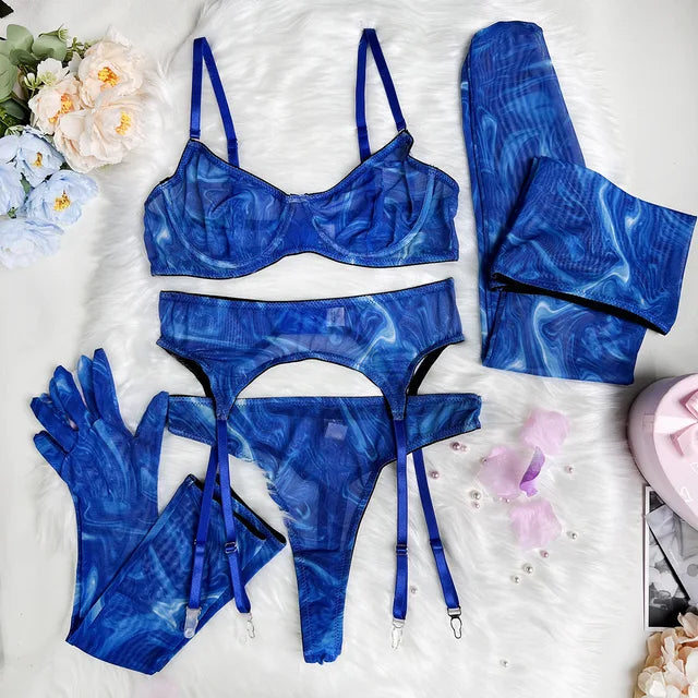 Serena™ | 5-teiliges Tie Dye Dessous Set – Sinnlichkeit in lebendigen Farben
