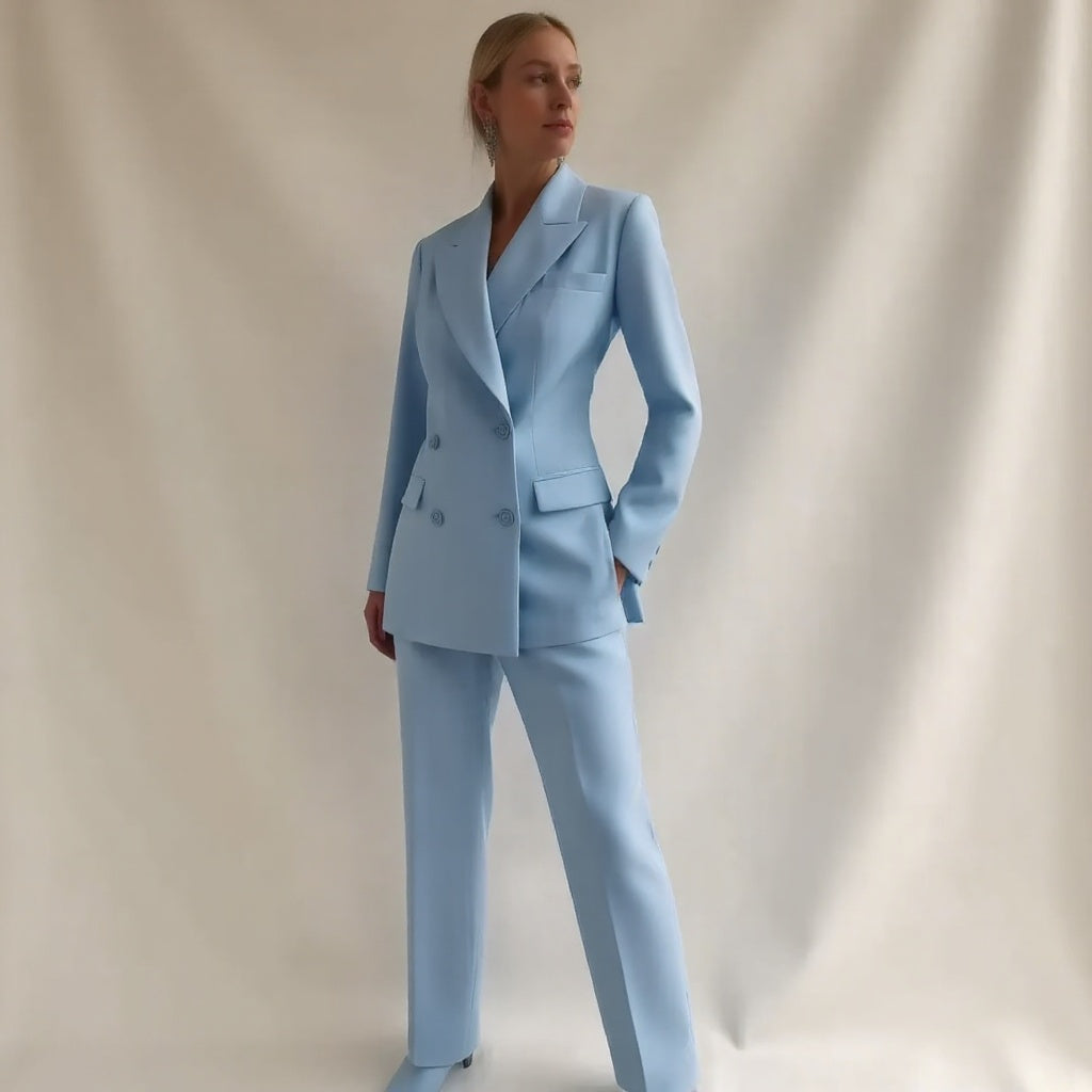 Eleganter Damen Hosenanzug mit Doppelreiher