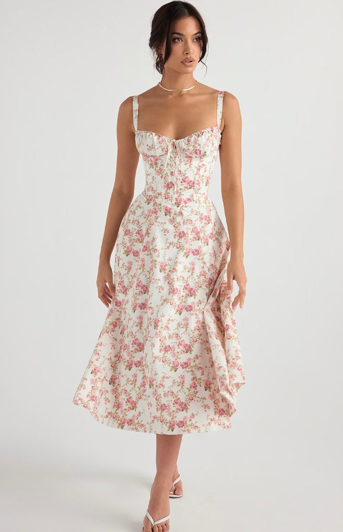 Elegantes Damen Sommerkleid – A-Linie, Midi, Schlitz