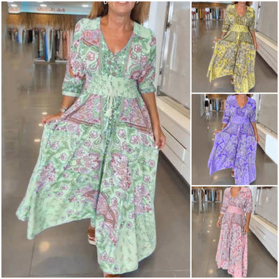 Willis | Damen elegantes geblümtes Trägerkleid lang