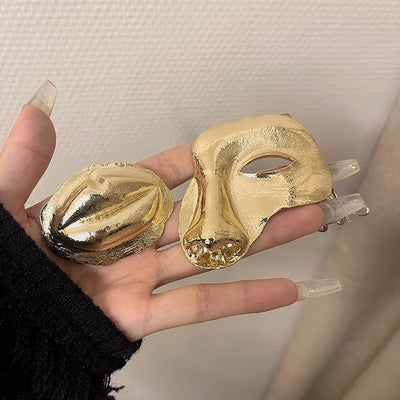 Vintage Gothic Punk Damen Brosche Lippen Gold