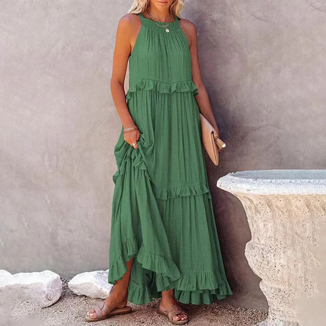 Langes Boho-Kleid aus Leinen für Damen  -  Clara
