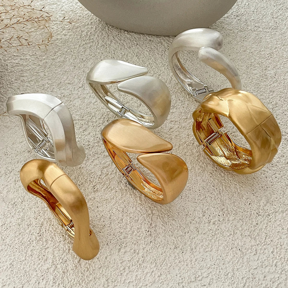 Stilvolle Vintage Damen Armreif Geometrisch Golden Silber