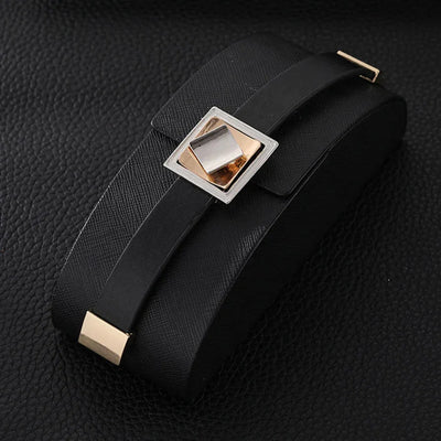 Elegantes Damen Magnetarmband aus Leder mit geometrischem Design