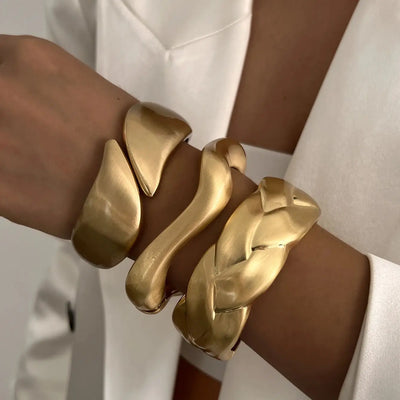 Stilvolle Vintage Damen Armreif Geometrisch Golden Silber