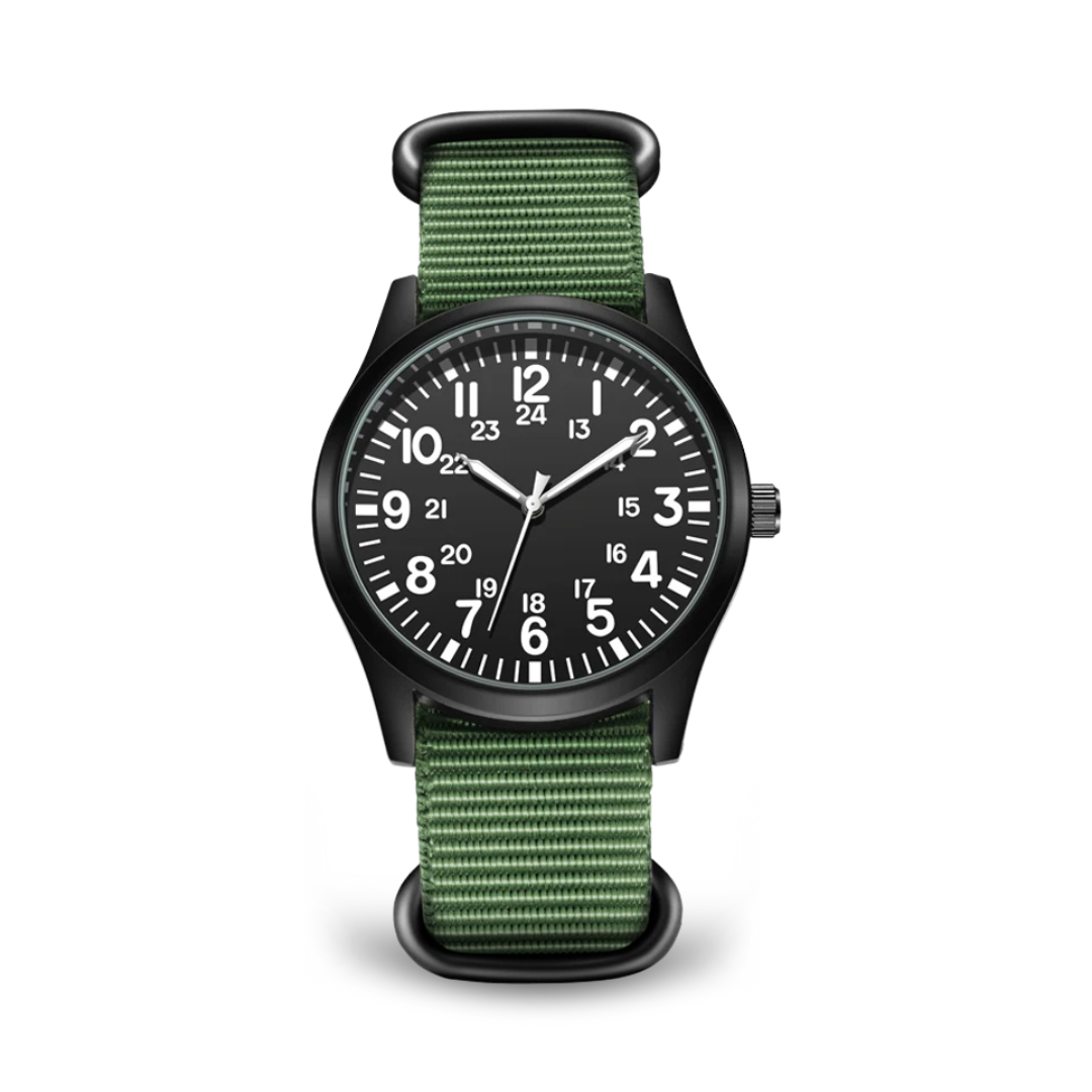 Militärische Felduhr 42mm mit Quarzwerk und Strapazierfähigem Stoffarmband - Stilvoll und Robust