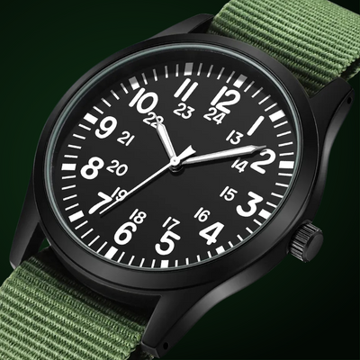 Militärische Felduhr 42mm mit Quarzwerk und Strapazierfähigem Stoffarmband - Stilvoll und Robust