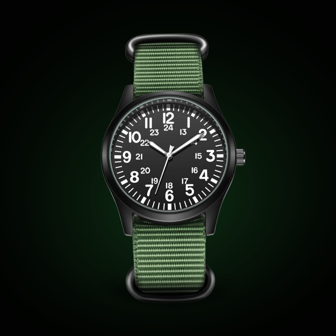 Militärische Felduhr 42mm mit Quarzwerk und Strapazierfähigem Stoffarmband - Stilvoll und Robust