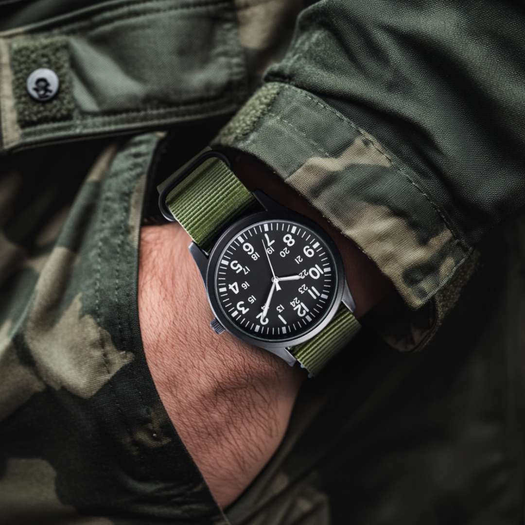 Militärische Felduhr 42mm mit Quarzwerk und Strapazierfähigem Stoffarmband - Stilvoll und Robust