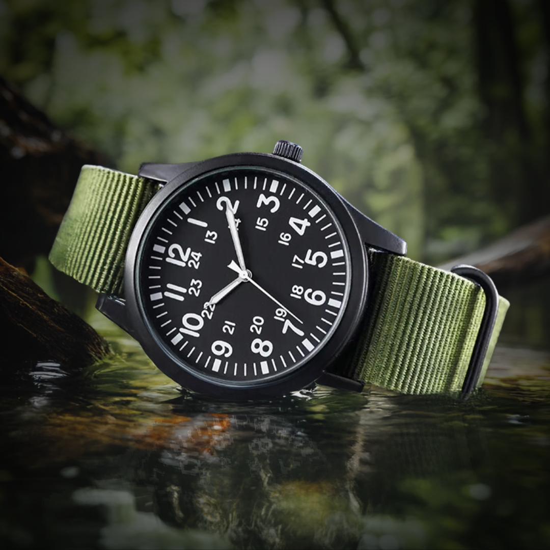 Militärische Felduhr 42mm mit Quarzwerk und Strapazierfähigem Stoffarmband - Stilvoll und Robust