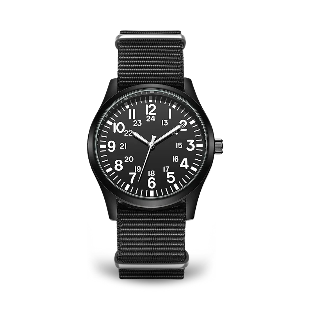 Militärische Felduhr 42mm mit Quarzwerk und Strapazierfähigem Stoffarmband - Stilvoll und Robust