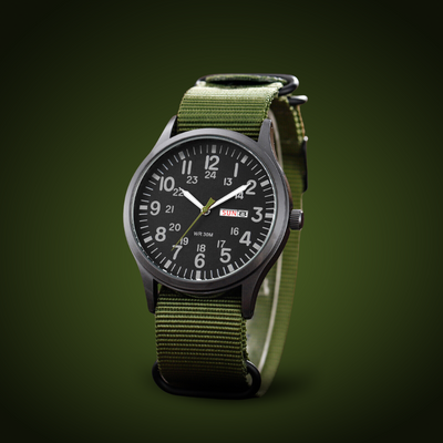Fadenburg Trailblazer Felduhr – Robuste 24-Stunden-Anzeige, Strapazierfähiges Stoffarmband