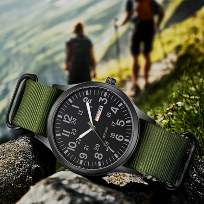 Fadenburg Trailblazer Felduhr – Robuste 24-Stunden-Anzeige, Strapazierfähiges Stoffarmband