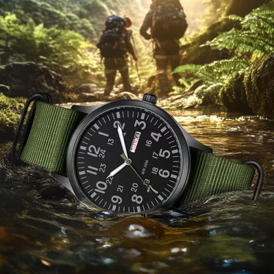 Fadenburg Trailblazer Felduhr – Robuste 24-Stunden-Anzeige, Strapazierfähiges Stoffarmband