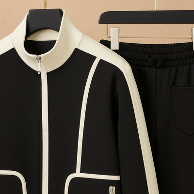 Stefan | Neopren Schwarzer Herren-Tracksuit