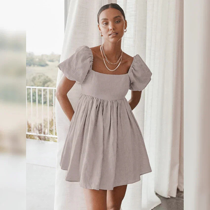 Vintage-Kleid mit Puffärmeln und Quadratischem Ausschnitt –Emma