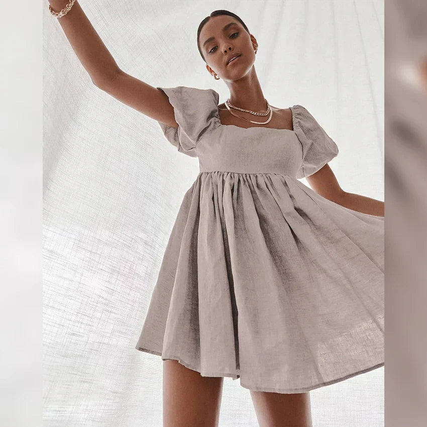 Vintage-Kleid mit Puffärmeln und Quadratischem Ausschnitt –Emma