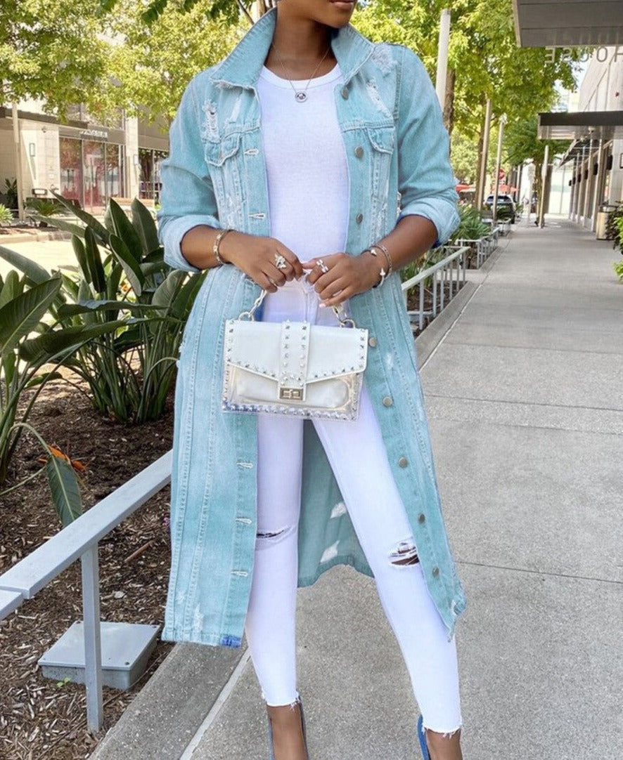 Lange Jacke mit Knöpfen für Damen