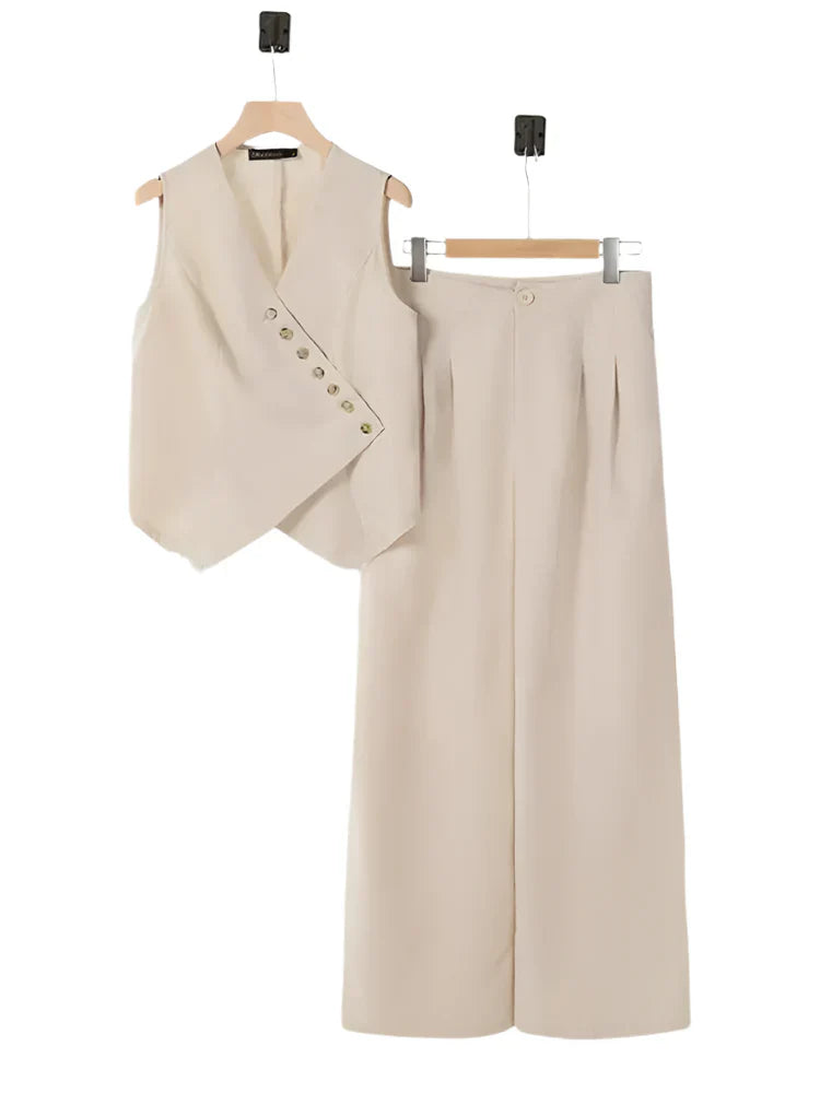 Elegantes Vintage Damen Zweiteiler Set mit weitem Bein