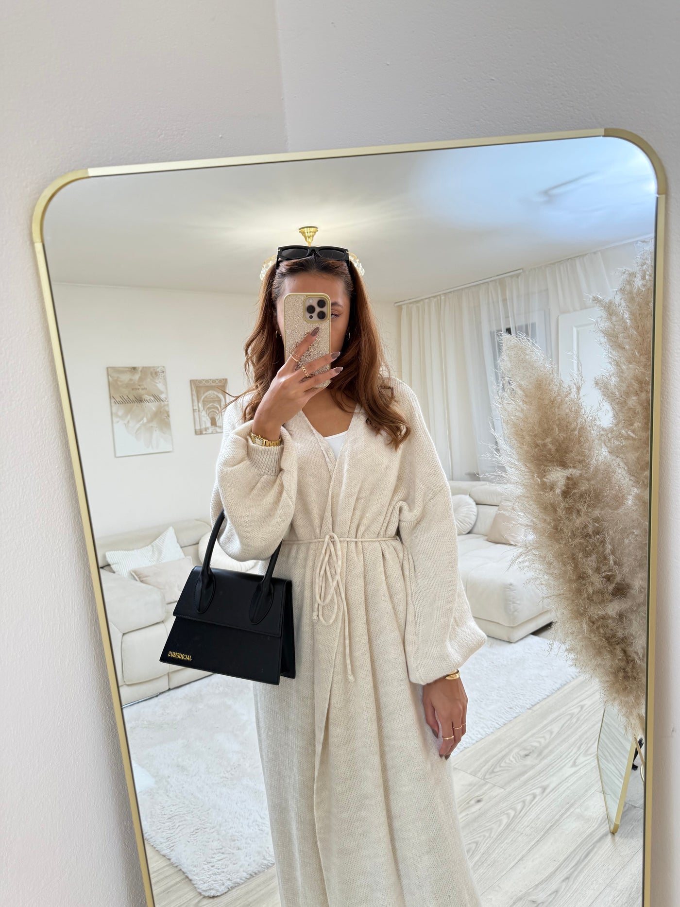 Wickel-Strickkleid Lang