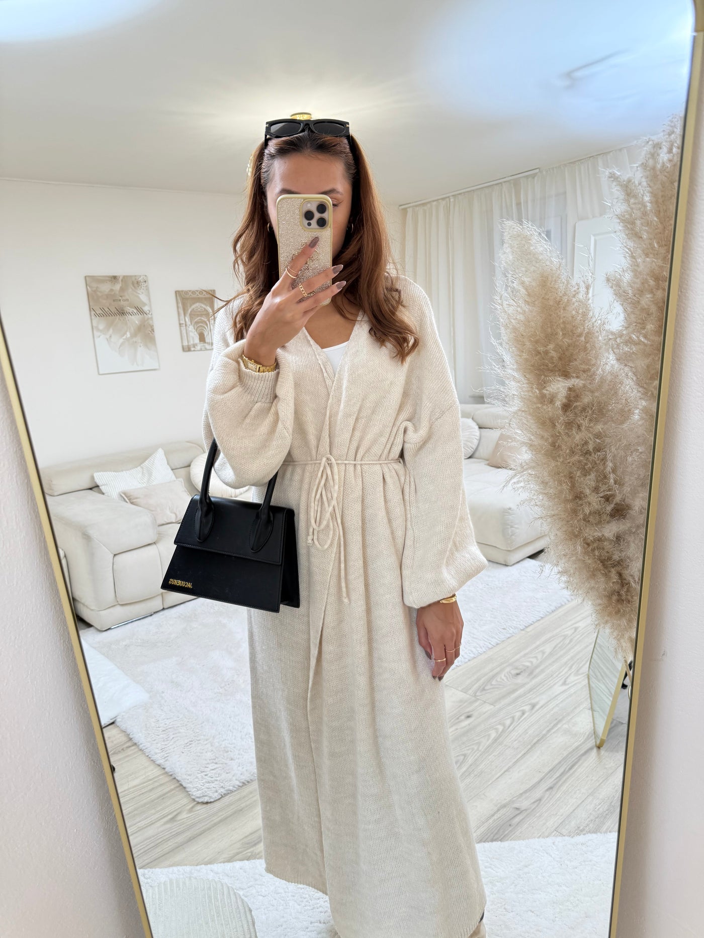 Wickel-Strickkleid Lang