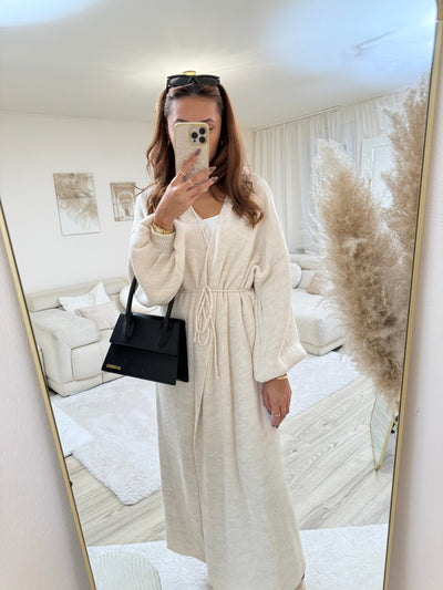 Wickel-Strickkleid Lang