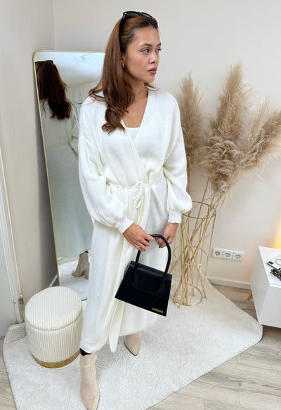 Wickel-Strickkleid Lang