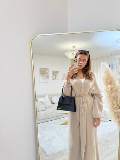 Wickel-Strickkleid Lang