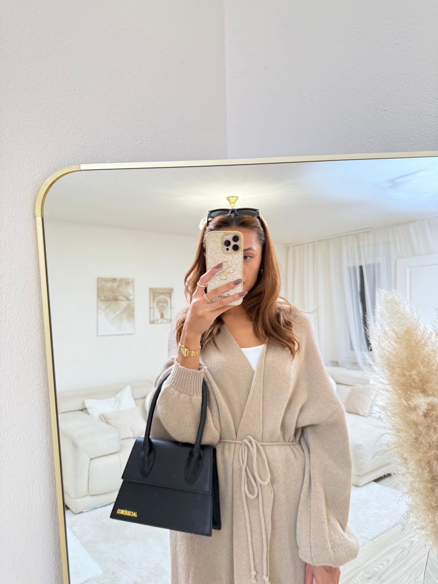 Wickel-Strickkleid Lang