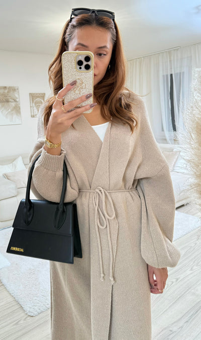 Wickel-Strickkleid Lang