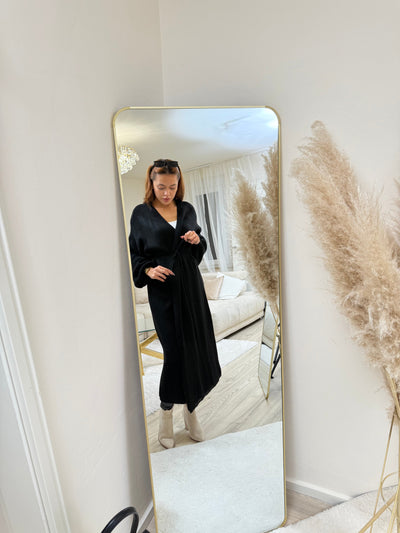 Wickel-Strickkleid Lang